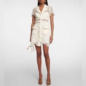 Self Portrait white/cream belted mini dress. US2/UK6